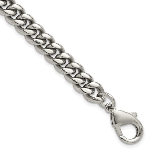 Chisel Stainless Steel Polished 8mm 8.5 inch Curb Link Bracelet SRB3306-8.5
