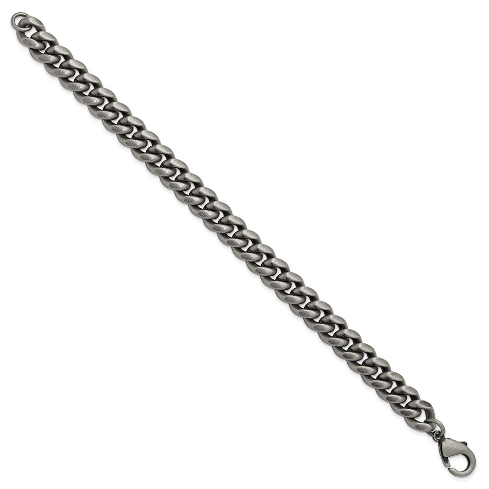 Chisel Stainless Steel Antiqued and Brushed 10mm 8.5 inch Curb Link Bracelet SRB3309-8.5