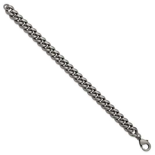 Chisel Stainless Steel Antiqued and Brushed 10mm 8.5 inch Curb Link Bracelet SRB3309-8.5