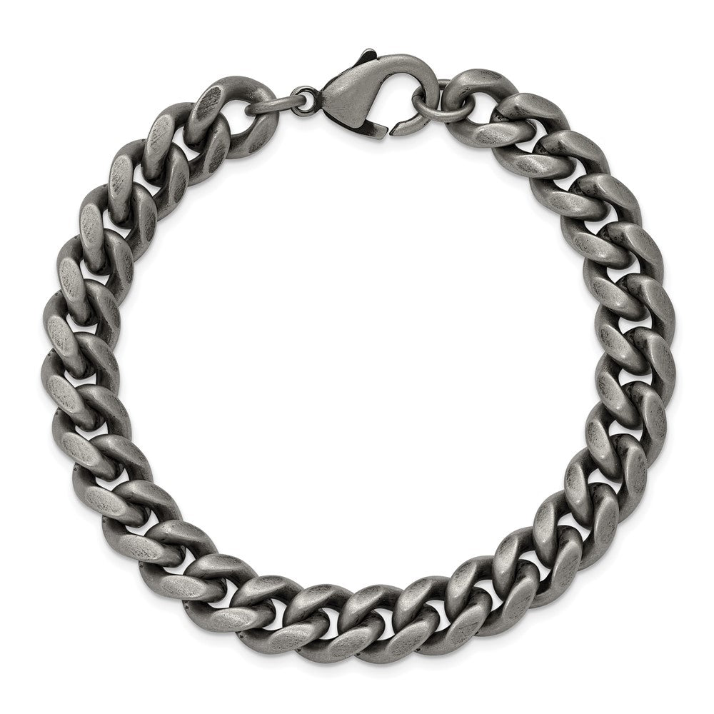 Chisel Stainless Steel Antiqued and Brushed 10mm 8.5 inch Curb Link Bracelet SRB3309-8.5