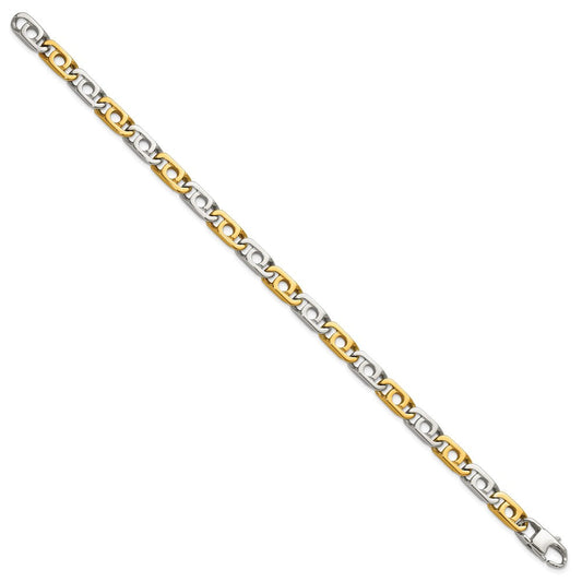 Chisel Stainless Steel Polished Yellow IP-plated 6mm 8.5 inch Anchor Chain Bracelet SRB3312-8.5