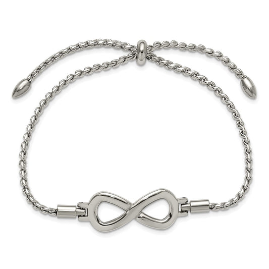 Chisel Stainless Steel Polished Infinity Symbol Adjustable Bolo Bracelet SRB3321