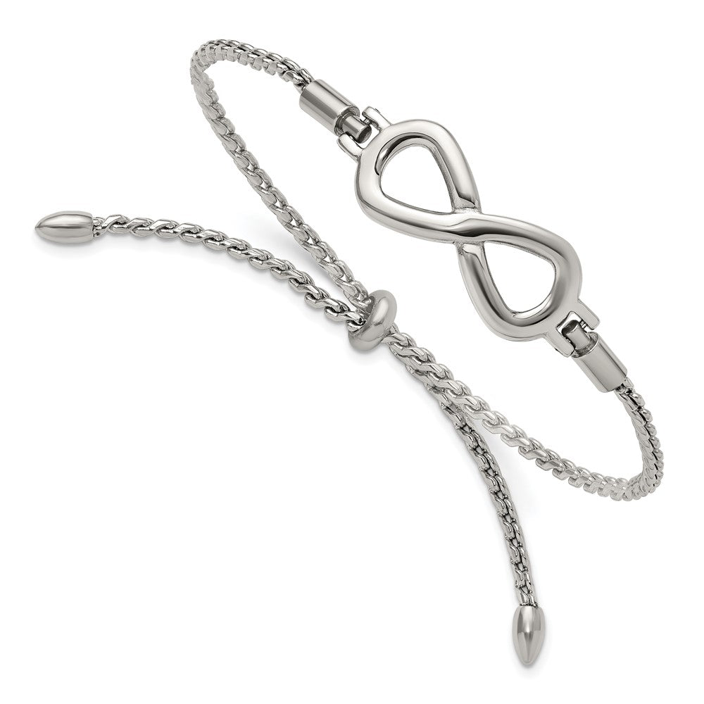 Chisel Stainless Steel Polished Infinity Symbol Adjustable Bolo Bracelet SRB3321