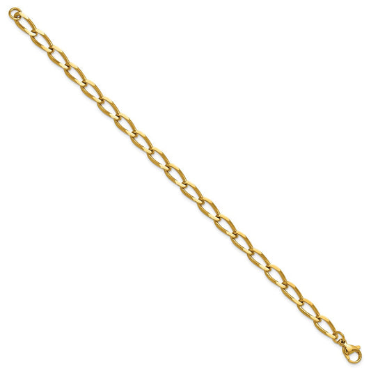 Chisel Stainless Steel Polished Yellow IP-plated 8 inch Elongated Curb Link Bracelet SRB3329-8