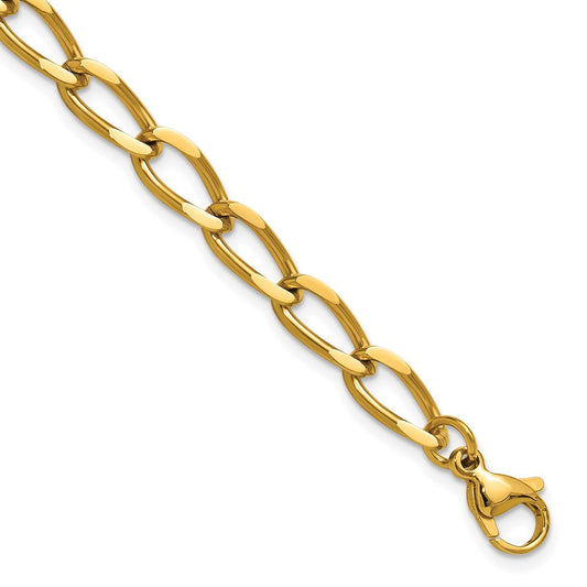 Chisel Stainless Steel Polished Yellow IP-plated 8 inch Elongated Curb Link Bracelet SRB3329-8