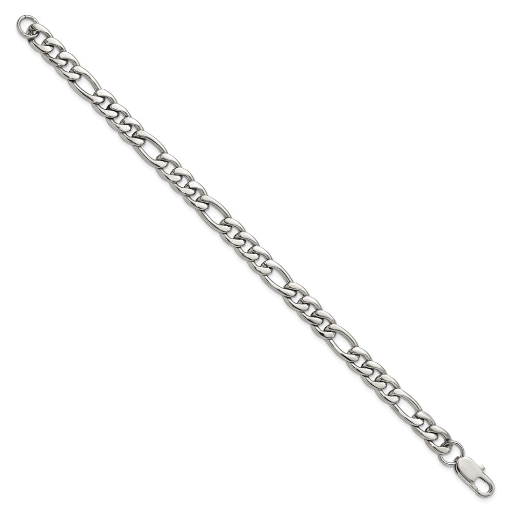 Chisel Stainless Steel Polished 8mm 8 inch Figaro Chain Bracelet SRB3332-8