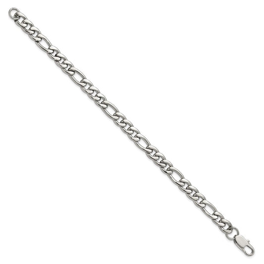 Chisel Stainless Steel Polished 8mm 8 inch Figaro Chain Bracelet SRB3332-8