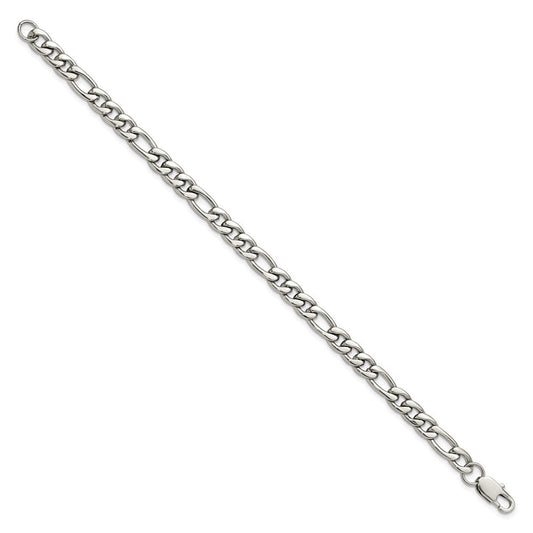 Chisel Stainless Steel Polished 8mm 9 inch Figaro Chain Bracelet SRB3332-9