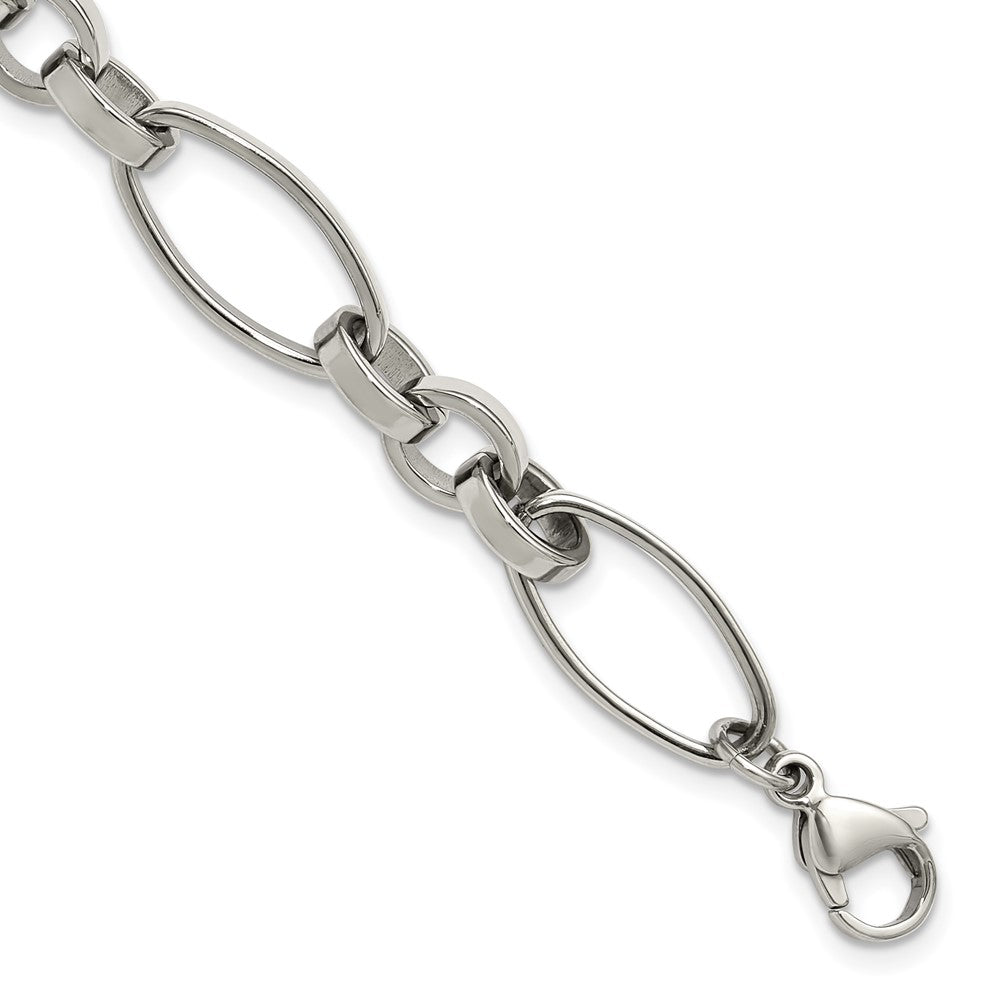 Chisel Stainless Steel Polished Open Link 6.75 inch Plus a 1.25 inch Extension Bracelet SRB3345-6.75