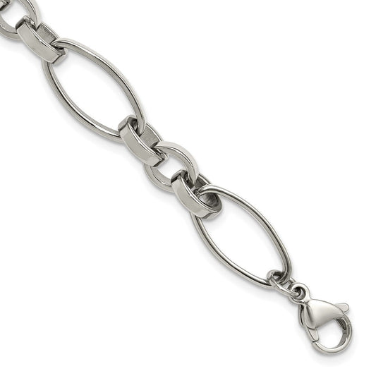 Chisel Stainless Steel Polished Open Link 6.75 inch Plus a 1.25 inch Extension Bracelet SRB3345-6.75