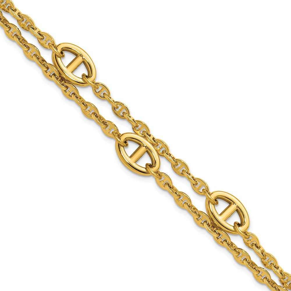 Chisel Stainless Steel Polished Yellow IP-plated Two-Strand Anchor Link 7 inch Plus a 1.25 inch Extension Bracelet SRB3346-7