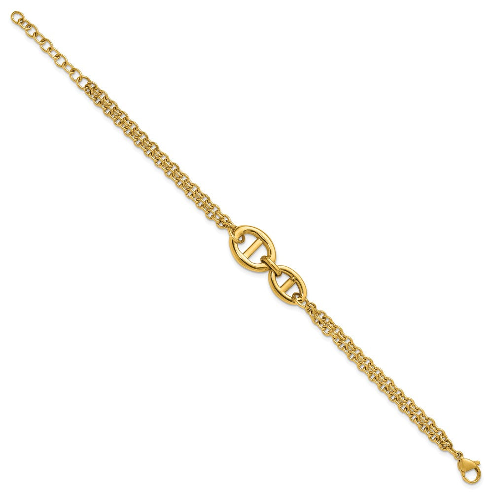 Chisel Stainless Steel Polished Yellow IP-plated Two-Strand 7 inch Plus a 1.25 inch Extension Bracelet SRB3347-7