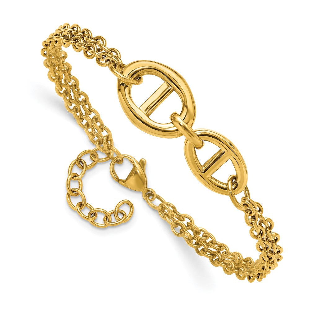 Chisel Stainless Steel Polished Yellow IP-plated Two-Strand 7 inch Plus a 1.25 inch Extension Bracelet SRB3347-7