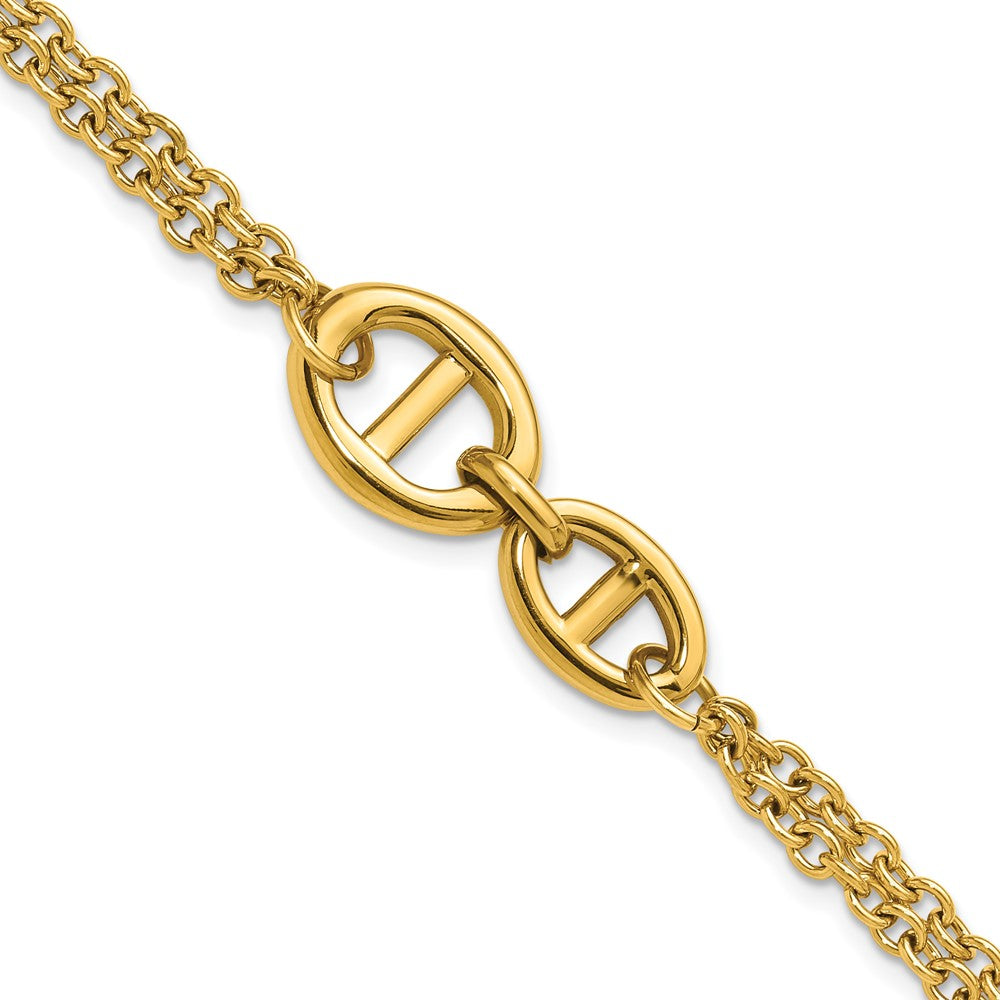 Chisel Stainless Steel Polished Yellow IP-plated Two-Strand 7 inch Plus a 1.25 inch Extension Bracelet SRB3347-7