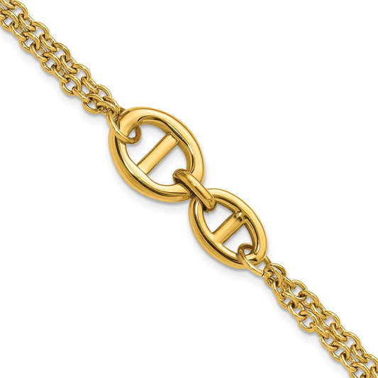 Chisel Stainless Steel Polished Yellow IP-plated Two-Strand 7 inch Plus a 1.25 inch Extension Bracelet SRB3347-7