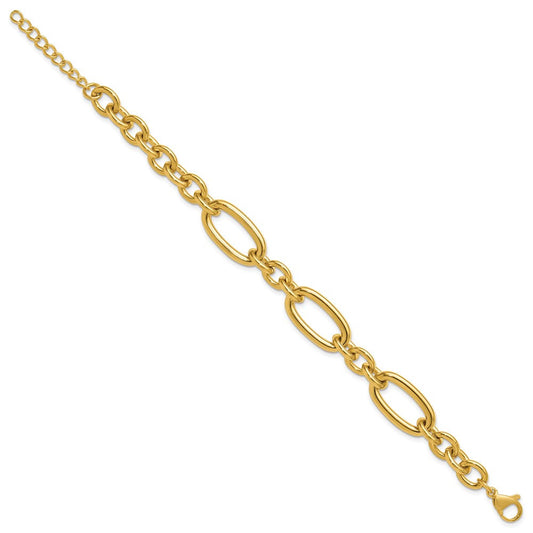 Chisel Stainless Steel Polished Yellow IP-plated Open Link 7 inch Plus a 1.25 inch Extension Bracelet SRB3354-7
