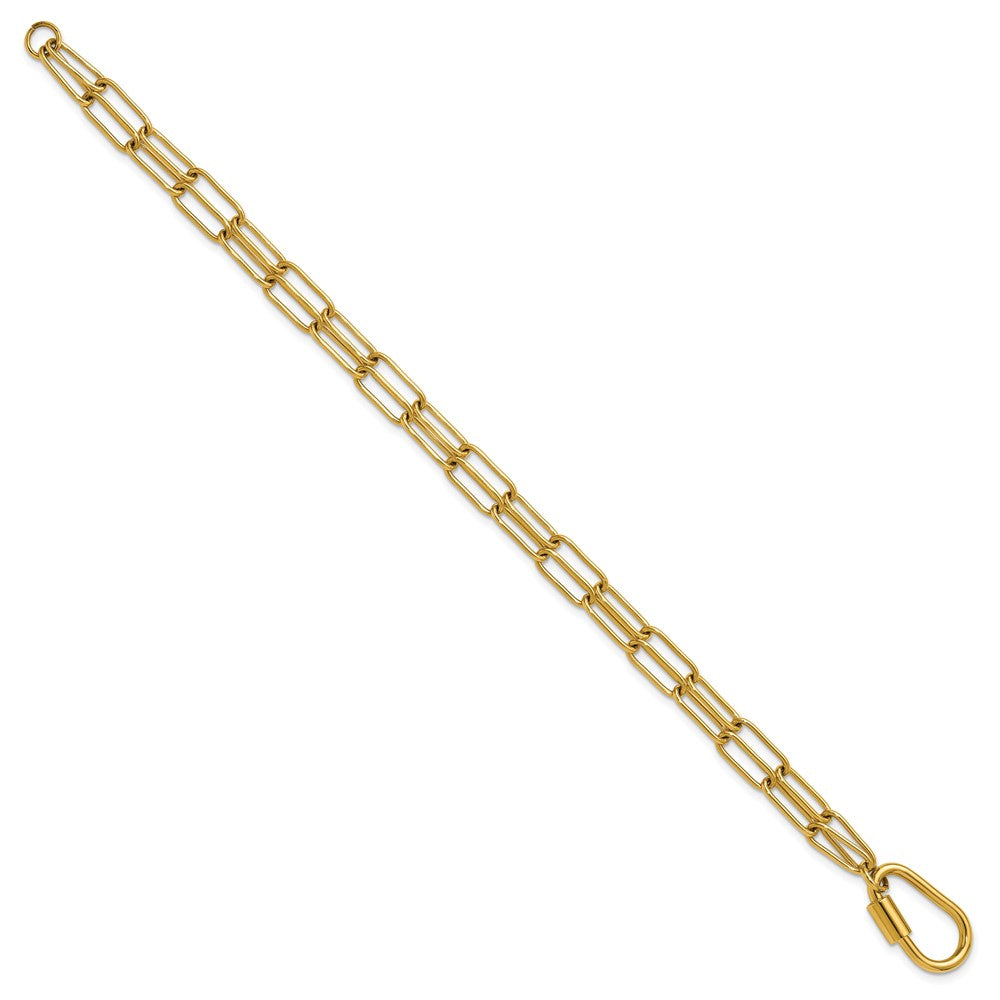 Chisel Stainless Steel Polished Yellow IP-plated Two-Strand 8 inch Paperclip Link Bracelet SRB3359-8