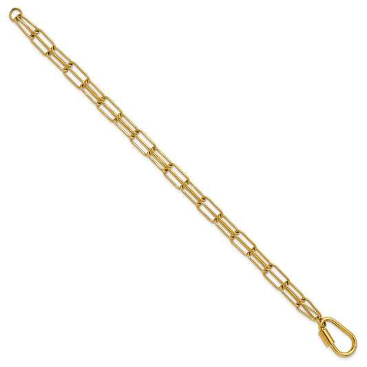 Chisel Stainless Steel Polished Yellow IP-plated Two-Strand 8 inch Paperclip Link Bracelet SRB3359-8