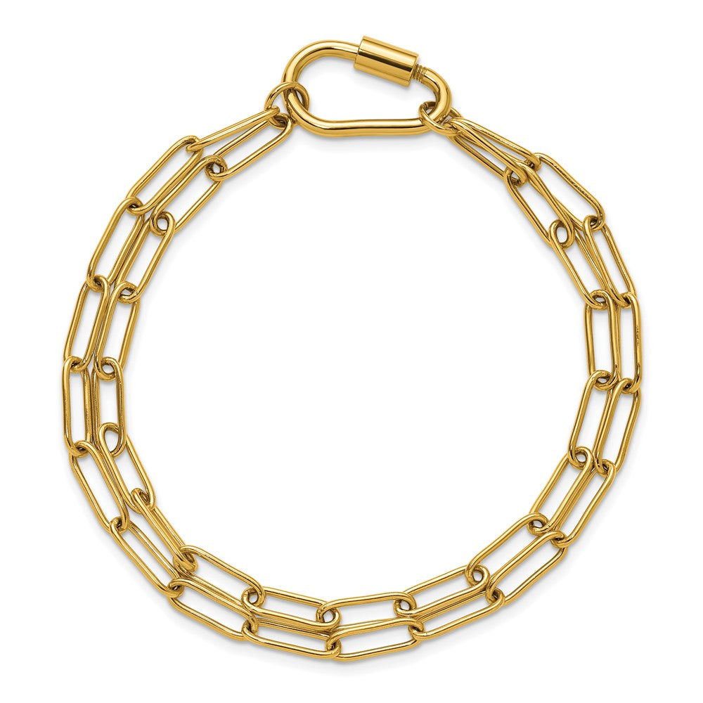 Chisel Stainless Steel Polished Yellow IP-plated Two-Strand 8 inch Paperclip Link Bracelet SRB3359-8