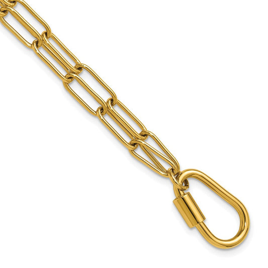 Chisel Stainless Steel Polished Yellow IP-plated Two-Strand 8 inch Paperclip Link Bracelet SRB3359-8