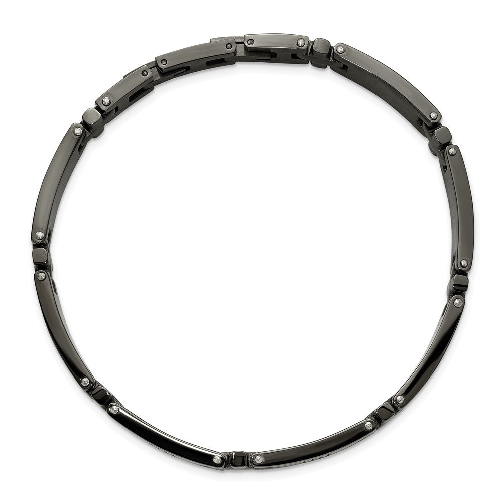Chisel Stainless Steel Polished Gun Metal IP-plated Cross Link 8.25 inch Plus a .5 inch Extension Bracelet SRB3369-8.25