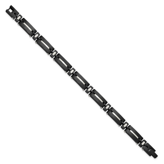 Chisel Stainless Steel Polished Black IP-plated 8.75 inch Link Bracelet SRB3372-8.75