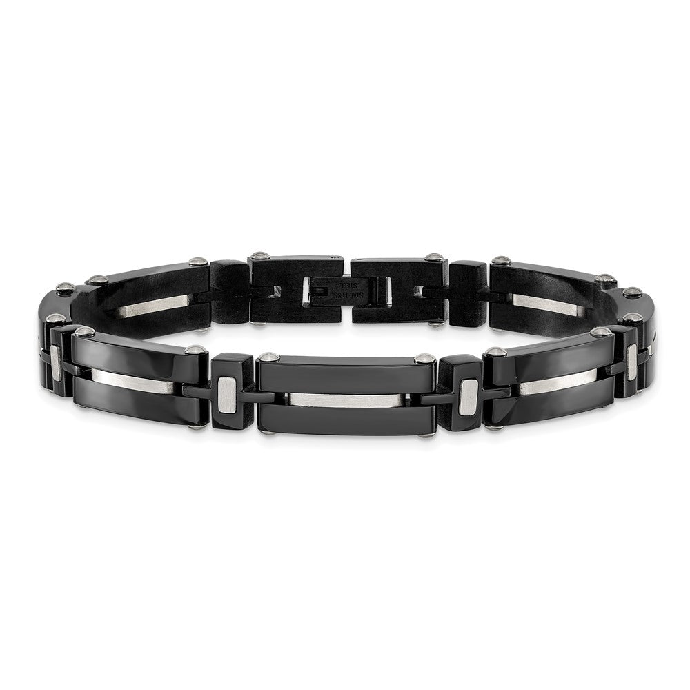 Chisel Stainless Steel Polished Black IP-plated 8.75 inch Link Bracelet SRB3372-8.75