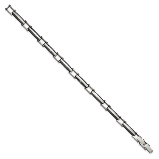 Chisel Stainless Steel Polished Black IP-plated 8 inch Plus a .5 inch Extension Link Bracelet SRB3373-8