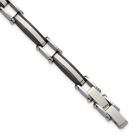 Chisel Stainless Steel Polished Black IP-plated 8 inch Plus a .5 inch Extension Link Bracelet SRB3373-8