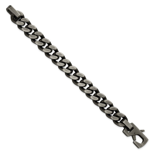 Chisel Stainless Steel Antiqued and Brushed 14mm Curb Link 8.75 inch Bracelet SRB3378-8.75