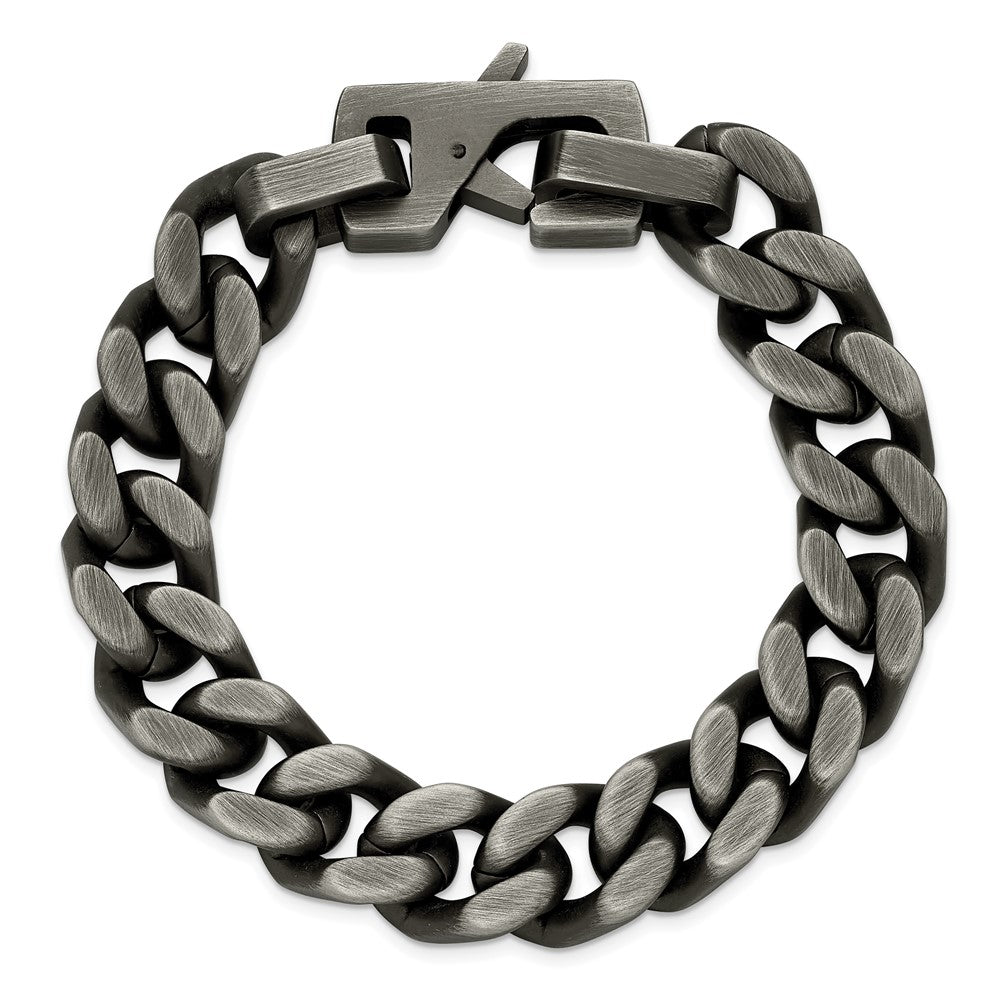 Chisel Stainless Steel Antiqued and Brushed 14mm Curb Link 8.75 inch Bracelet SRB3378-8.75