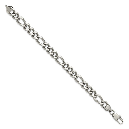 Chisel Stainless Steel Polished 9mm Figaro Chain 8.25 inch Bracelet SRB3379-8.25
