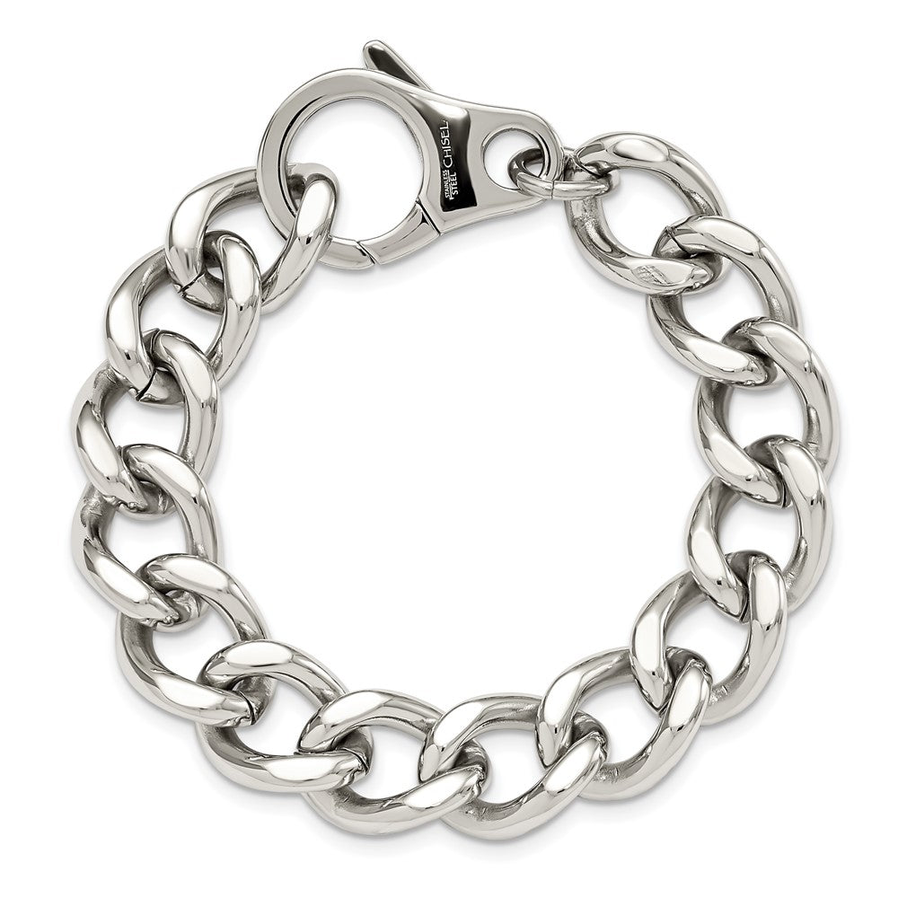 Chisel Stainless Steel Polished 8.5 inch Large Curb Link Bracelet SRB514-8.5