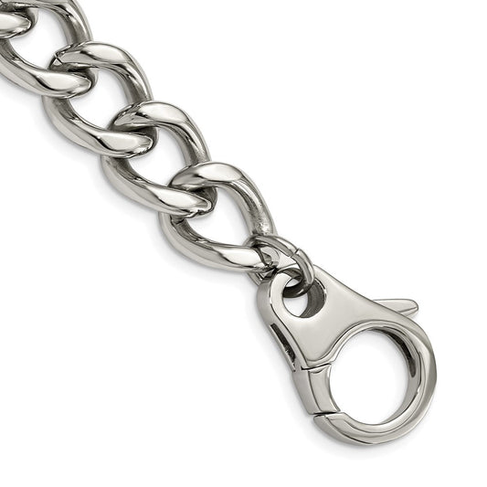 Chisel Stainless Steel Polished 8.5 inch Large Curb Link Bracelet SRB514-8.5