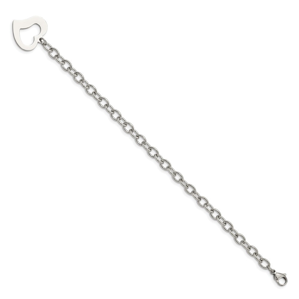 Chisel Stainless Steel Polished Open Link with Open Heart 8.5 inch Bracelet SRB596-8.5