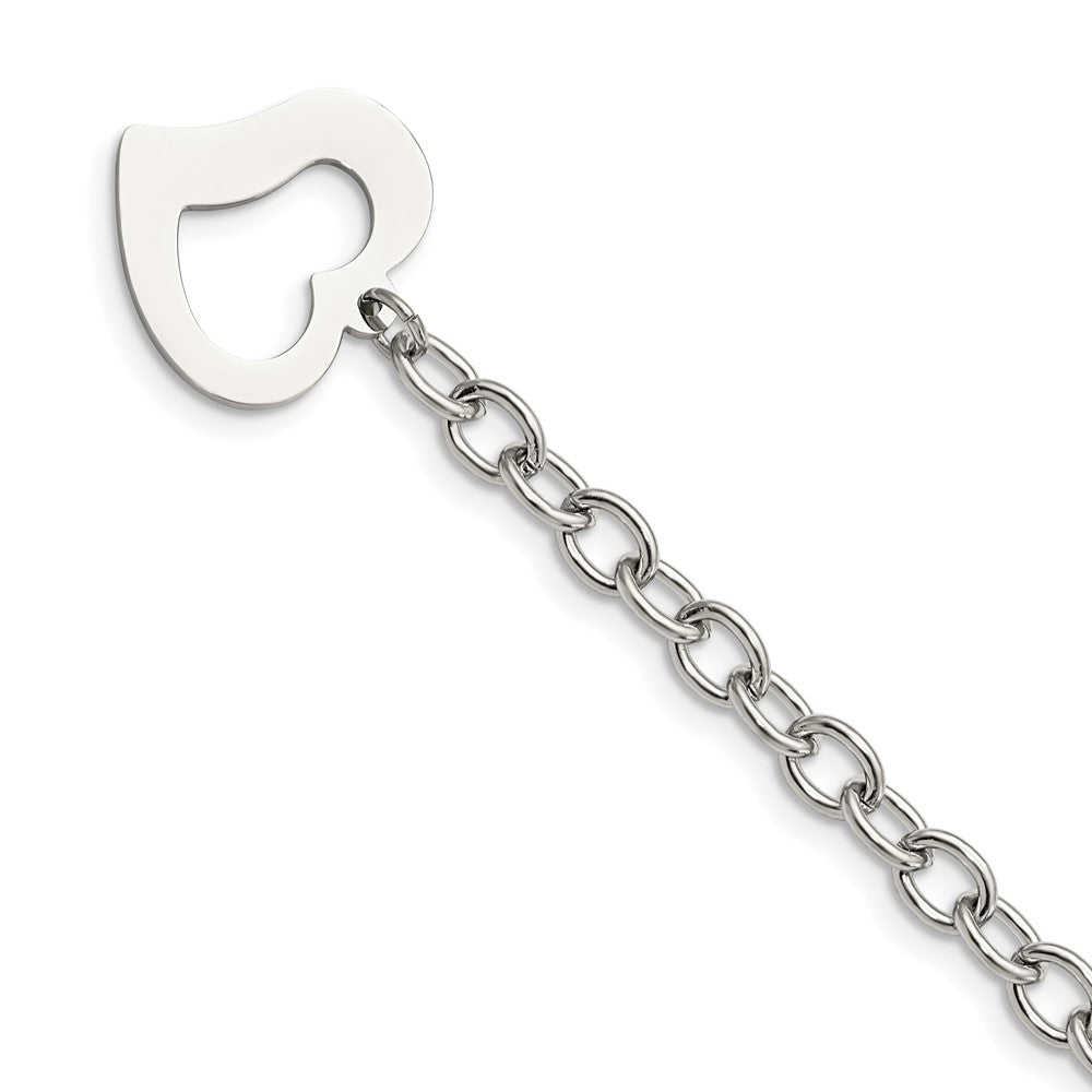Chisel Stainless Steel Polished Open Link with Open Heart 8.5 inch Bracelet SRB596-8.5