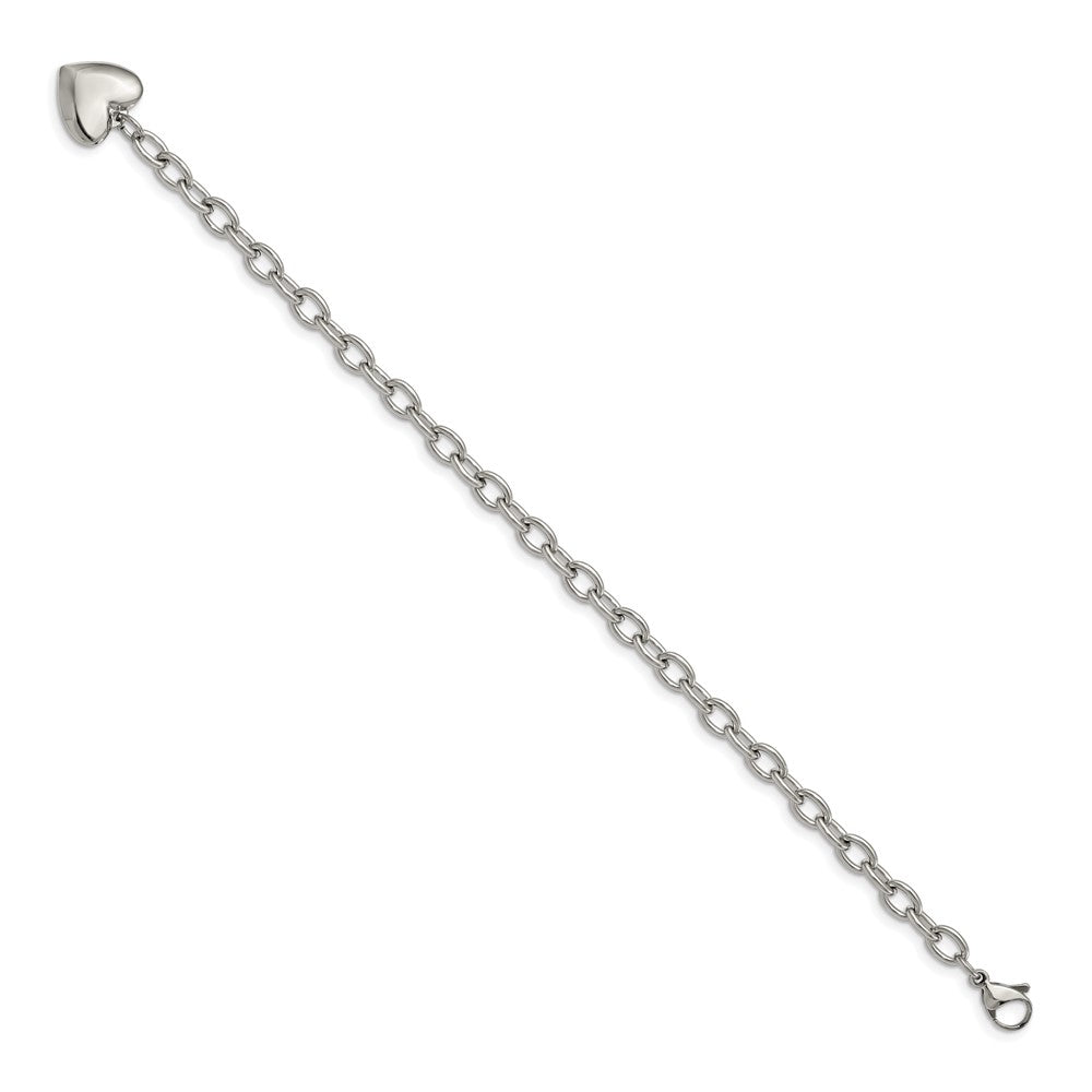 Chisel Stainless Steel Polished Open Link with Heart Dangle 8.5 inch Bracelet SRB597-8.5