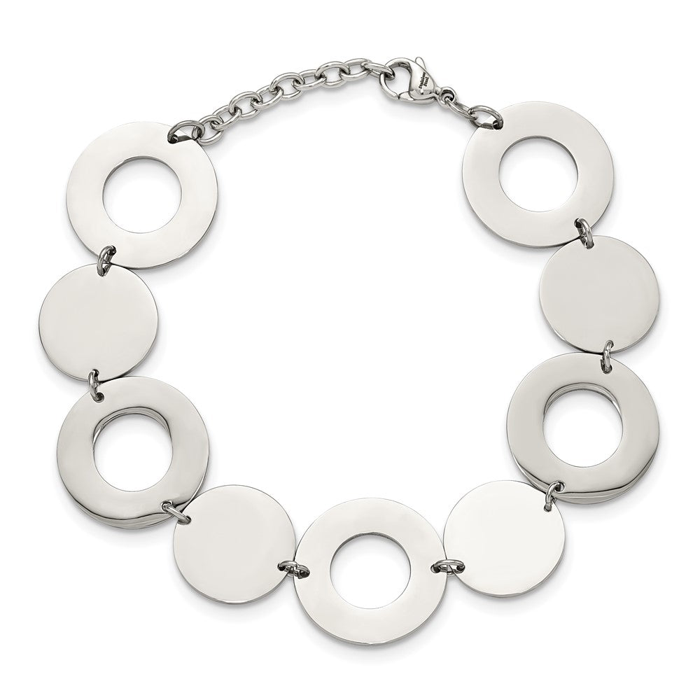 Chisel Stainless Steel Polished 7.5 inch Circle Link Bracelet SRB602-7.5