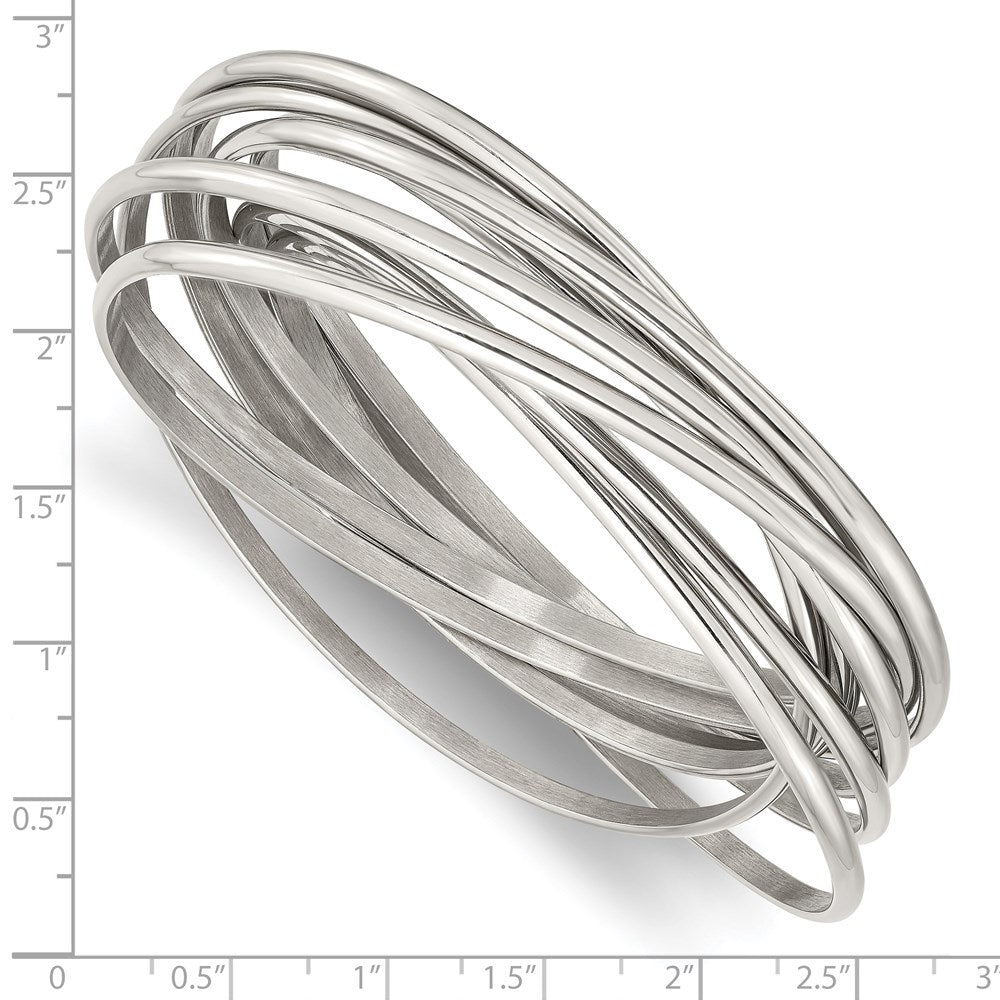 Chisel Stainless Steel Polished 9 Piece Set of Intertwined Bangles SRB610