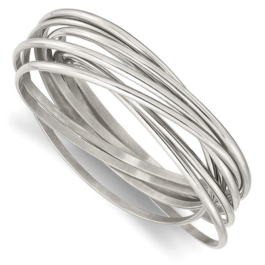Chisel Stainless Steel Polished 9 Piece Set of Intertwined Bangles SRB610