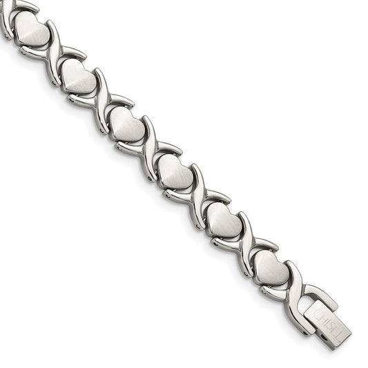 Chisel Stainless Steel Brushed and Polished 8 inch Stampato Bracelet SRB781-7.5