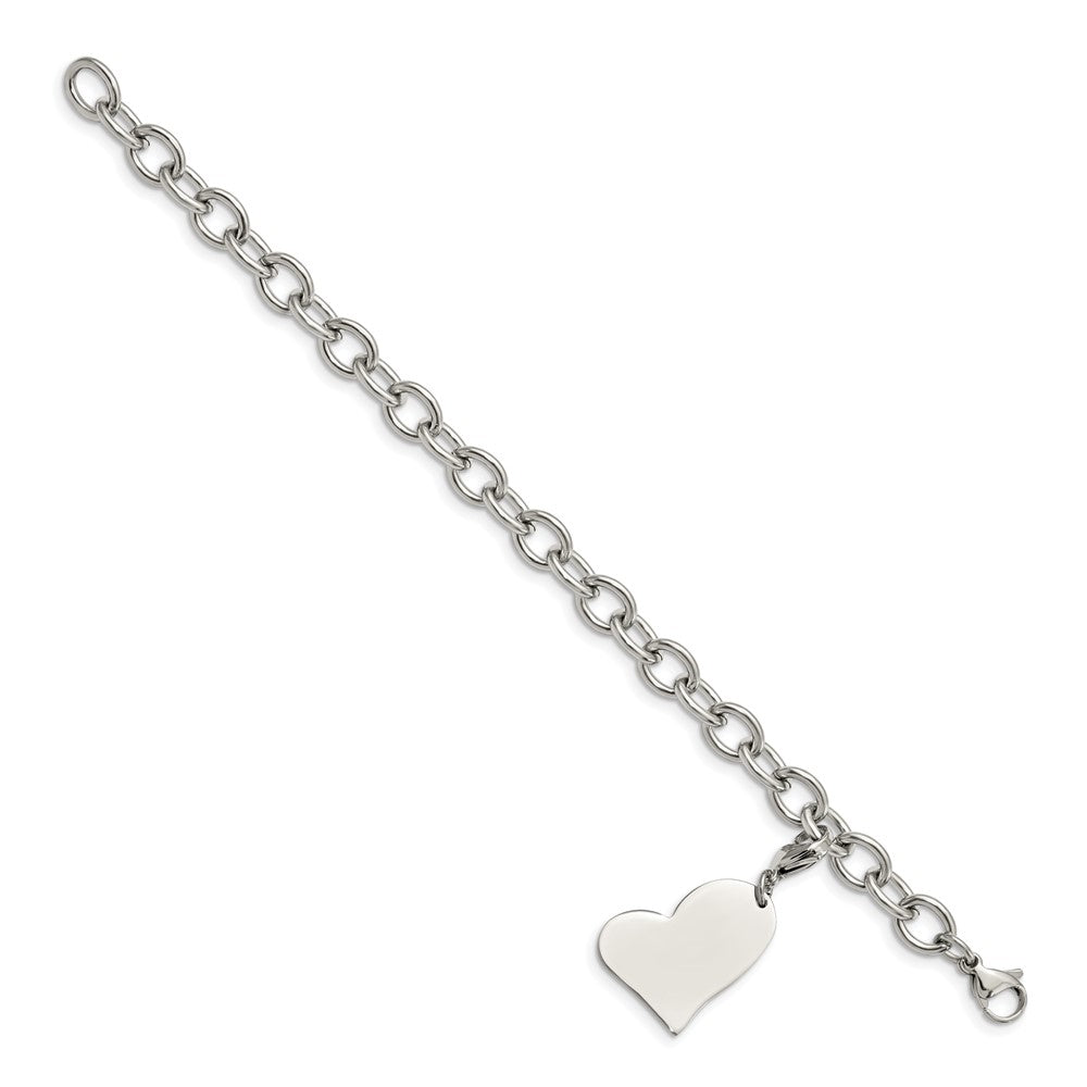 Chisel Stainless Steel Polished Link with Heart Lobster Clasp Charm 8 inch Bracelet SRB788-8