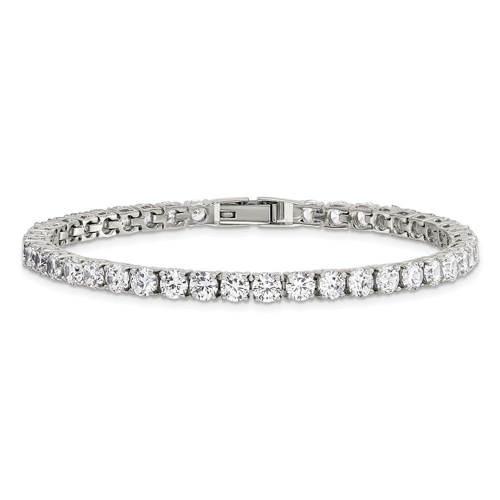 Chisel Stainless Steel Polished CZ 7.5 inch Tennis Bracelet SRB814-7.5