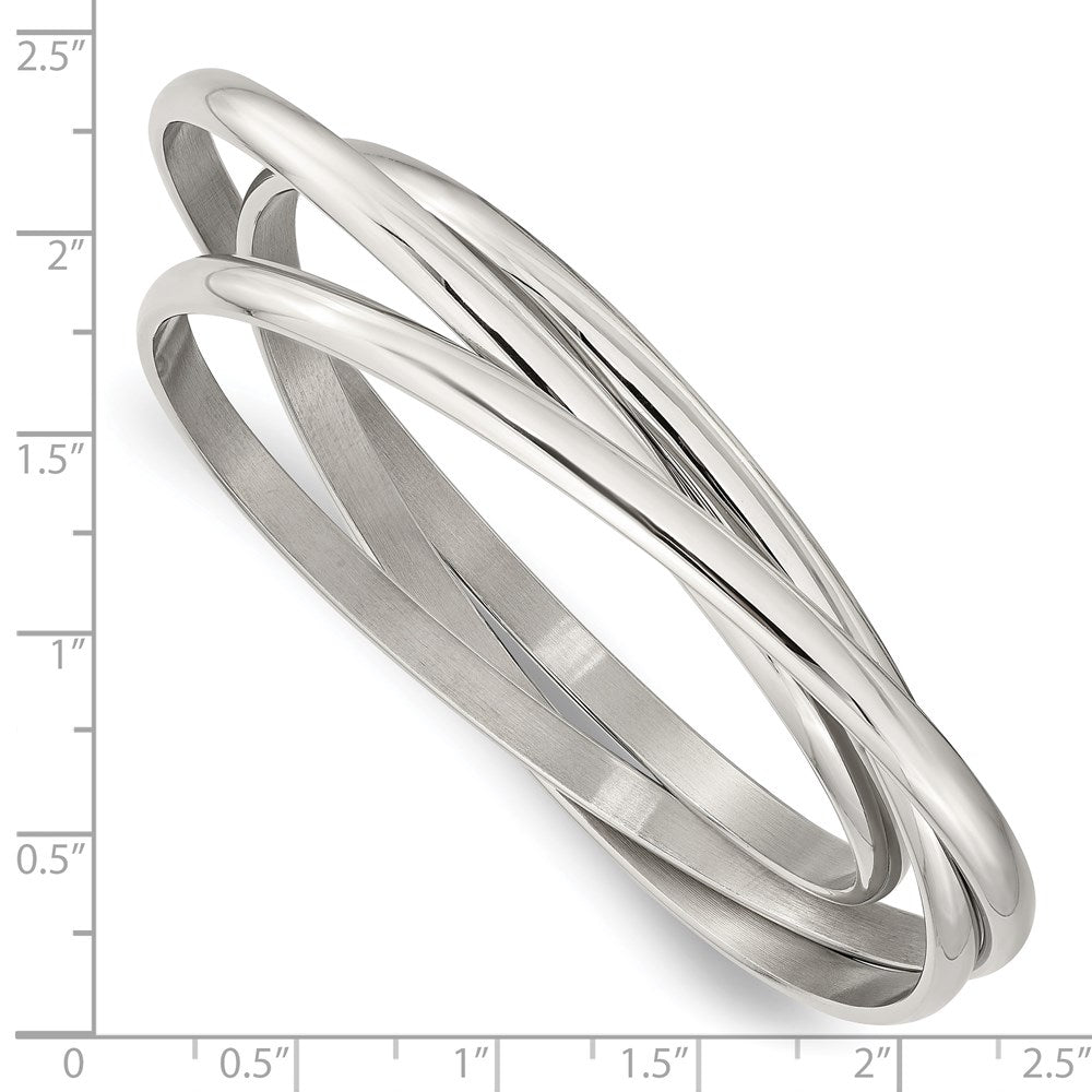 Chisel Stainless Steel Polished 3 Piece Set of Intertwined Bangles SRB911