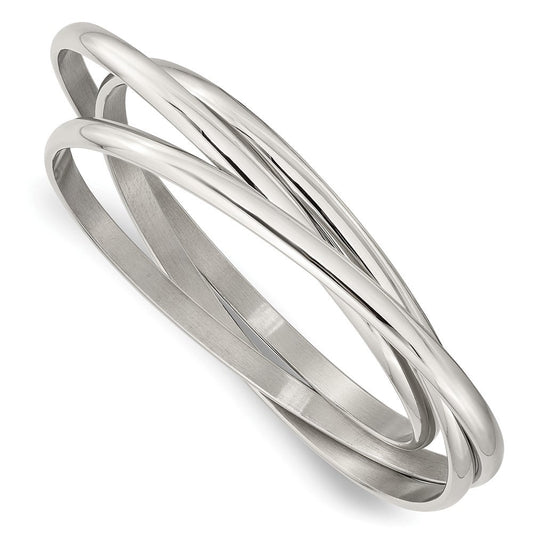 Chisel Stainless Steel Polished 3 Piece Set of Intertwined Bangles SRB911