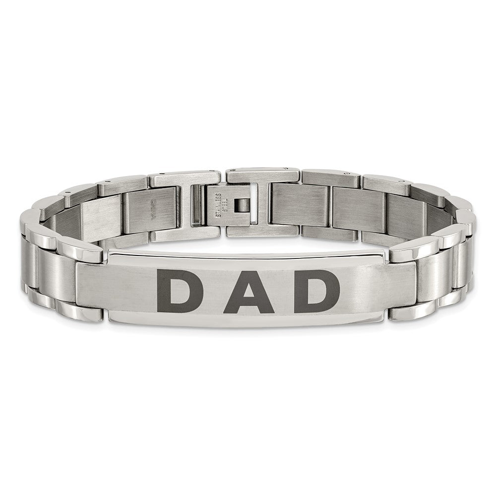 Chisel Stainless Steel Brushed and Polished Lasered DAD 8.75 inch Bracelet SRB927-8.75
