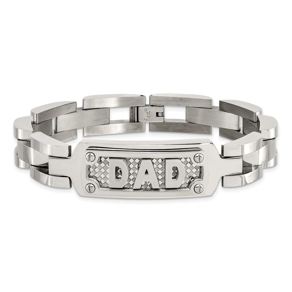 Chisel Stainless Steel Polished and Textured DAD 8.5 inch Bracelet SRB929-8.5
