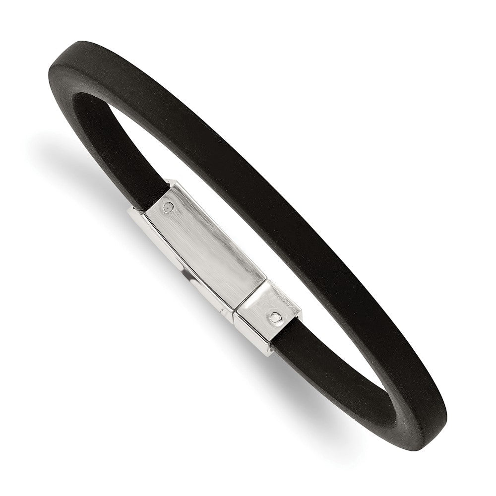 Chisel Stainless Steel Polished Black Rubber 8.5 inch Bracelet SRB991-8.5