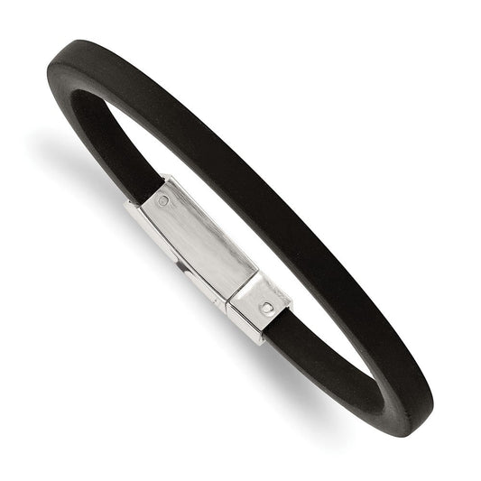 Chisel Stainless Steel Polished Black Rubber 8.5 inch Bracelet SRB991-8.5