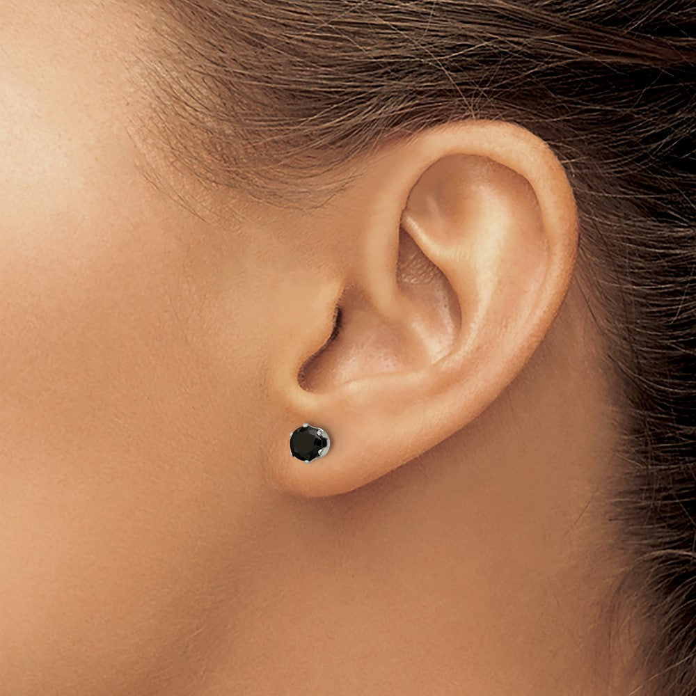 SRE1093 Chisel Stainless Steel Polished 5mm Black Round CZ Stud Post Earrings